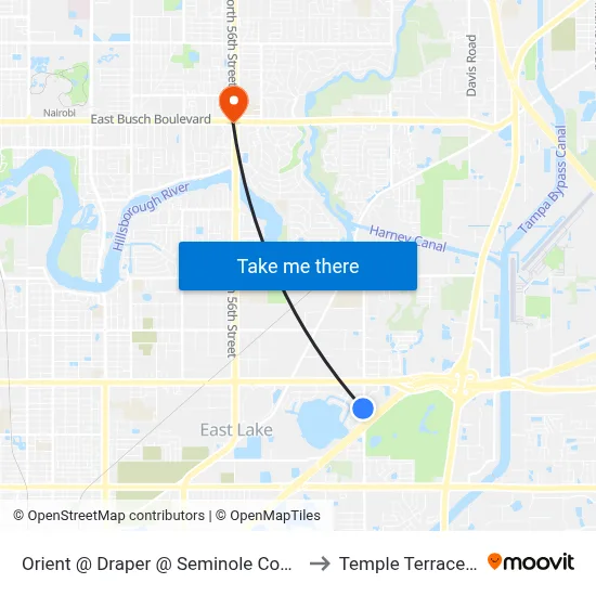Orient @ Draper  @ Seminole Complex to Temple Terrace, FL map