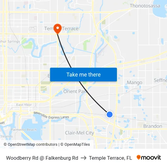 Woodberry Rd @ Falkenburg Rd to Temple Terrace, FL map