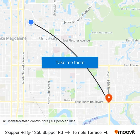 Skipper Rd @ 1250 Skipper Rd to Temple Terrace, FL map