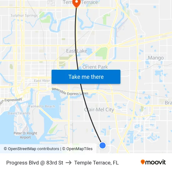 Progress Blvd @ 83rd St to Temple Terrace, FL map