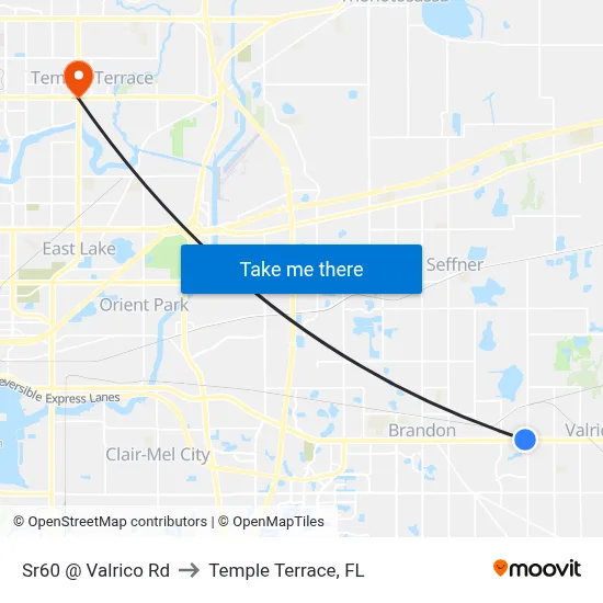Sr60 @ Valrico Rd to Temple Terrace, FL map