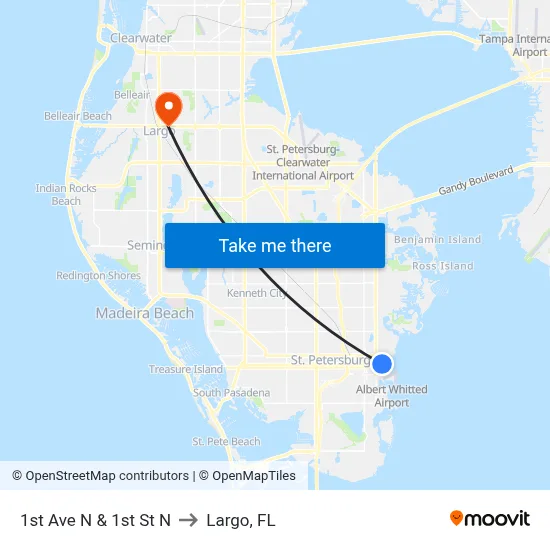 1st Ave N & 1st St N to Largo, FL map
