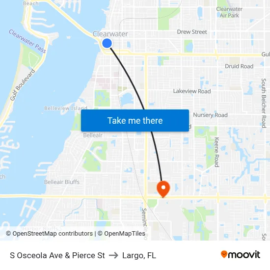 S Osceola Ave & Pierce St to Largo, FL map