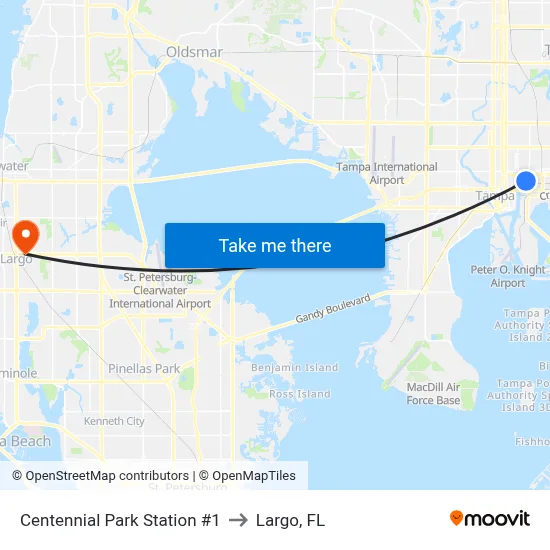 Centennial Park Station #1 to Largo, FL map