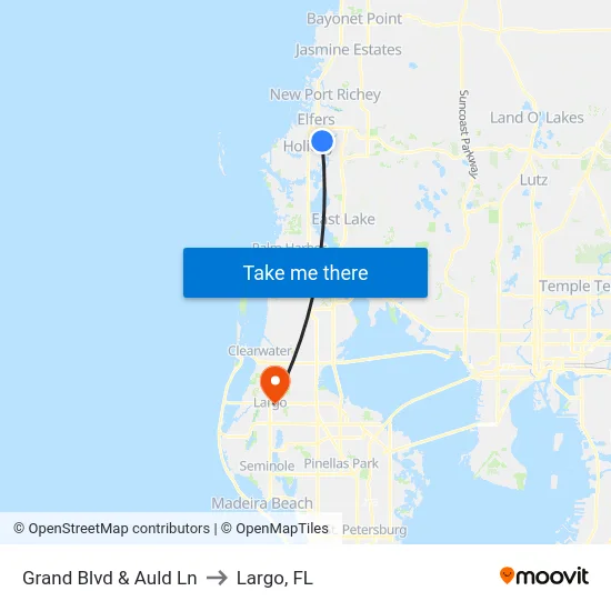 Grand Blvd & Auld Ln to Largo, FL map