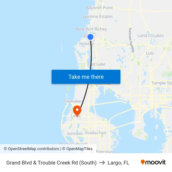 Grand Blvd & Trouble Creek Rd (South) to Largo, FL map