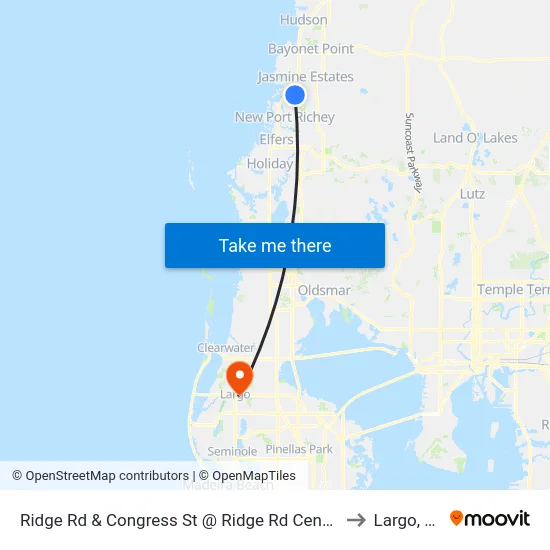 Ridge Rd & Congress St @ Ridge Rd Center to Largo, FL map