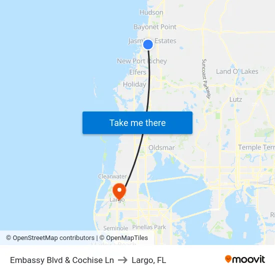Embassy Blvd & Cochise Ln to Largo, FL map