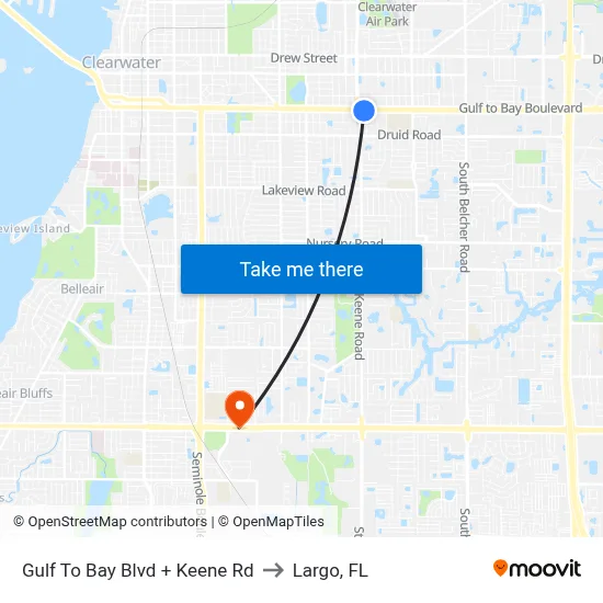 Gulf To Bay Blvd + Keene Rd to Largo, FL map