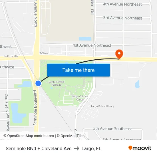 Seminole Blvd + Cleveland Ave to Largo, FL map