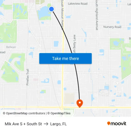 Mlk Ave S + South St to Largo, FL map