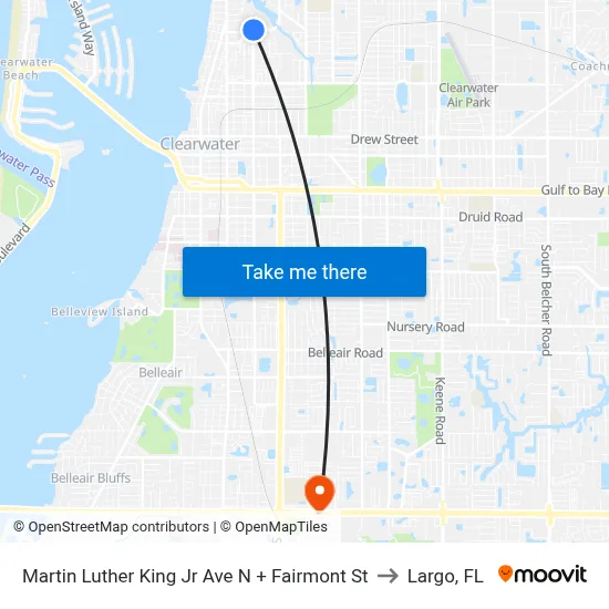 Martin Luther King Jr Ave N + Fairmont St to Largo, FL map