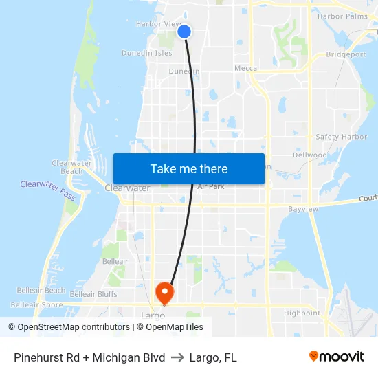 Pinehurst Rd + Michigan Blvd to Largo, FL map