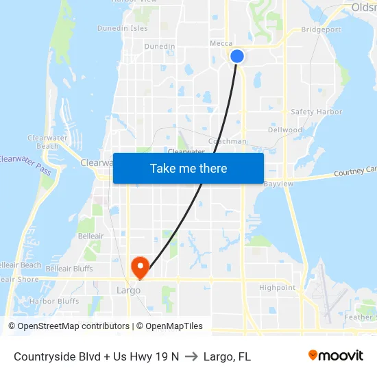 Countryside Blvd + Us Hwy 19 N to Largo, FL map