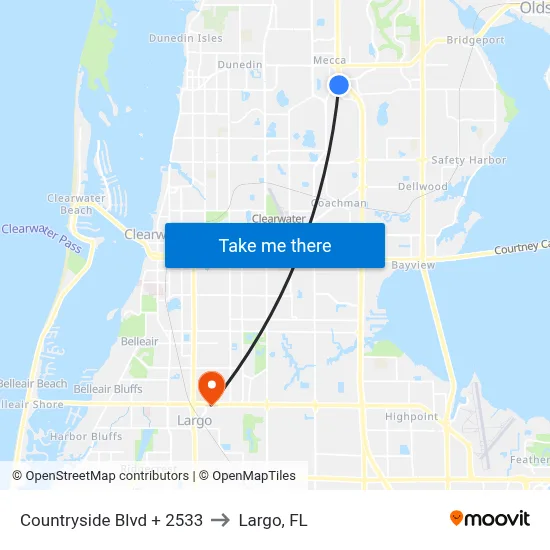 Countryside Blvd + 2533 to Largo, FL map