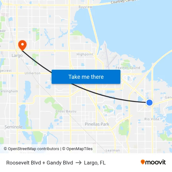 Roosevelt Blvd + Gandy Blvd to Largo, FL map