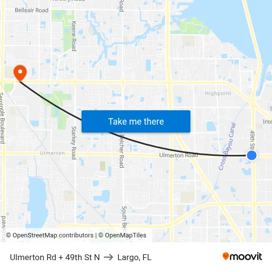 Ulmerton Rd + 49th St N to Largo, FL map