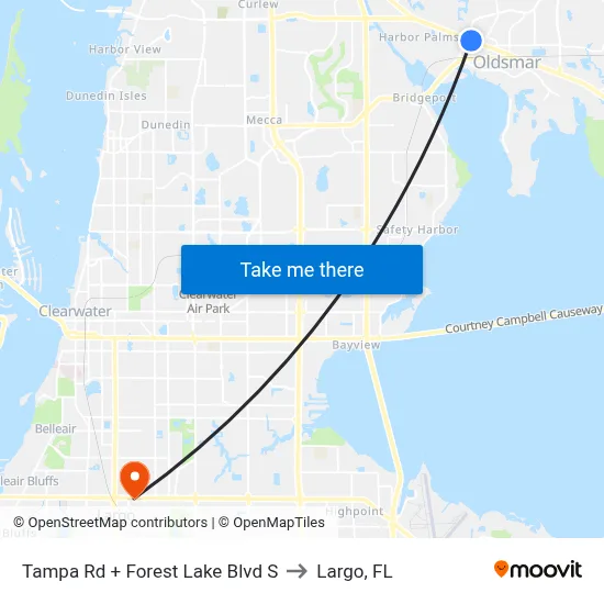 Tampa Rd + Forest Lake Blvd S to Largo, FL map