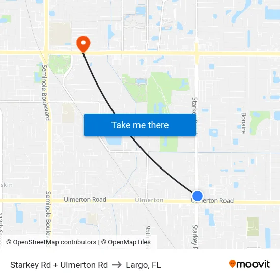 Starkey Rd + Ulmerton Rd to Largo, FL map