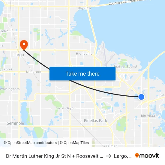 Dr Martin Luther King Jr St N + Roosevelt Blvd N to Largo, FL map