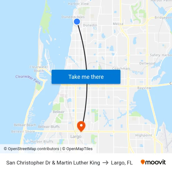 San Christopher Dr & Martin Luther King to Largo, FL map