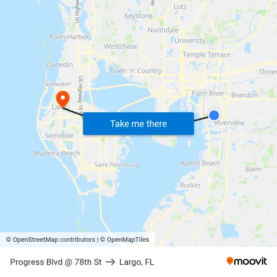 Progress Blvd @ 78th St to Largo, FL map