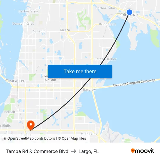 Tampa Rd & Commerce Blvd to Largo, FL map