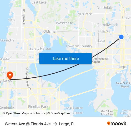 Waters Ave @ Florida Ave to Largo, FL map
