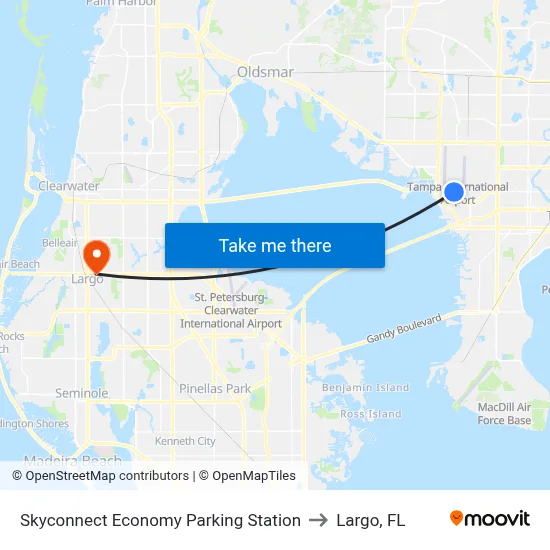 Skyconnect Economy Parking Station to Largo, FL map