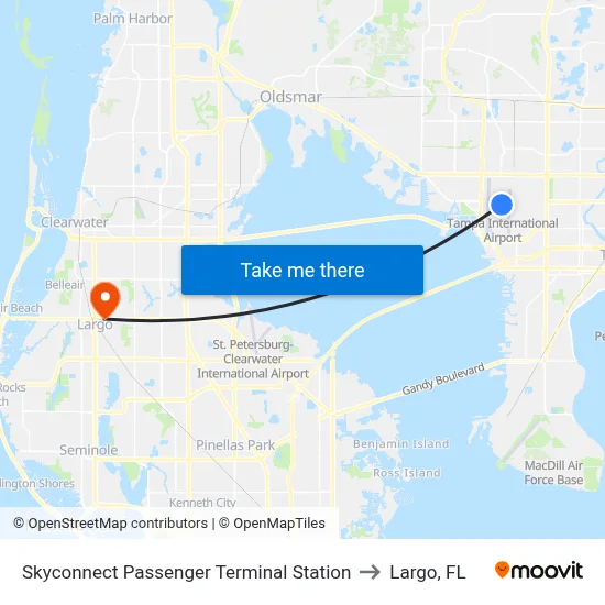 Skyconnect Passenger Terminal Station to Largo, FL map