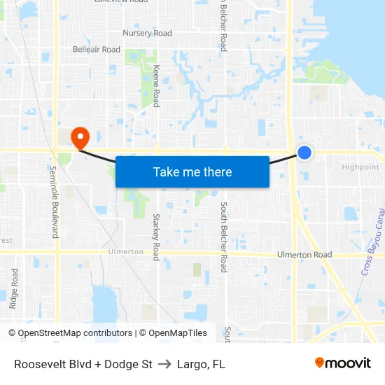 Roosevelt Blvd + Dodge St to Largo, FL map