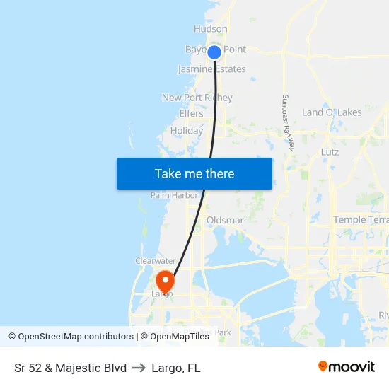 Sr 52 & Majestic Blvd to Largo, FL map