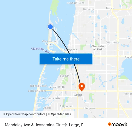 Mandalay Ave & Jessamine Cir to Largo, FL map