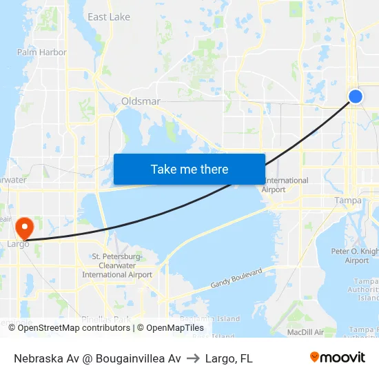 Nebraska Av @ Bougainvillea Av to Largo, FL map