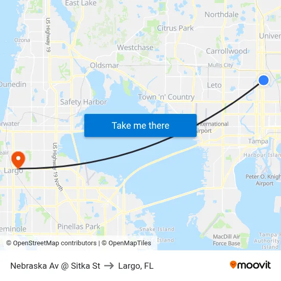Nebraska Av @ Sitka St to Largo, FL map
