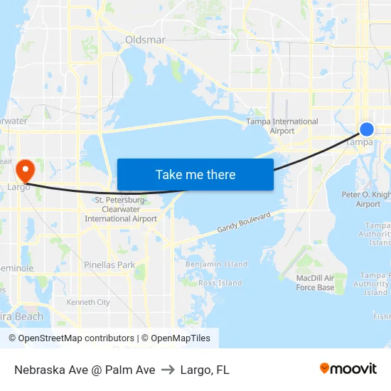 Nebraska Ave @ Palm Ave to Largo, FL map