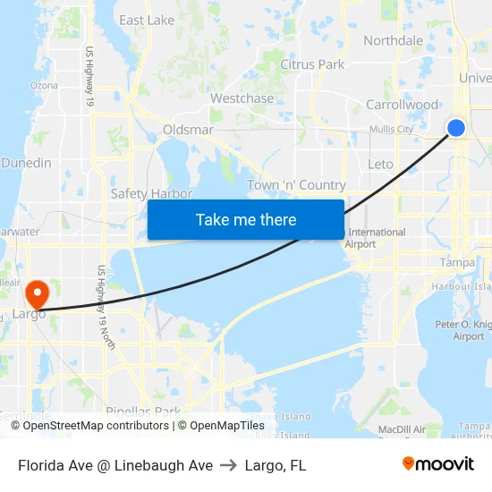 Florida Ave @ Linebaugh Ave to Largo, FL map