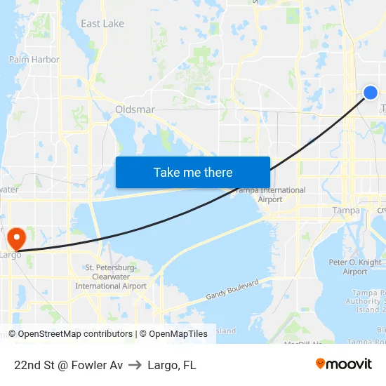 22nd St @ Fowler Av to Largo, FL map