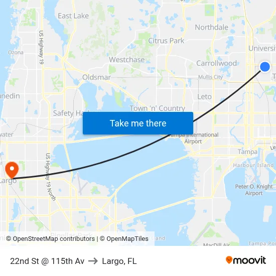 22nd St @ 115th Av to Largo, FL map