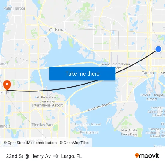 22nd St @ Henry Av to Largo, FL map
