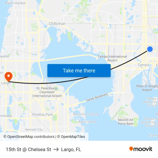 15th St @ Chelsea St to Largo, FL map