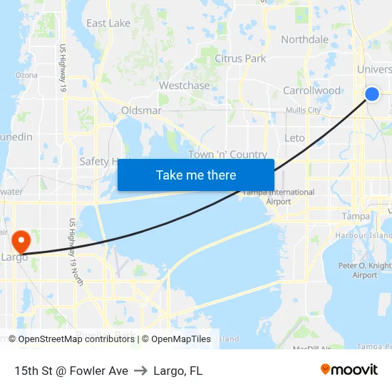 15th St @ Fowler Ave to Largo, FL map