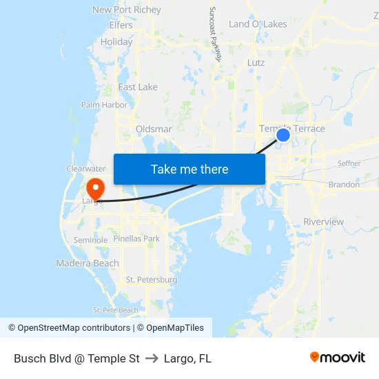 Busch Blvd @ Temple St to Largo, FL map