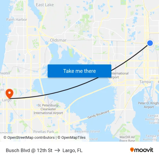 Busch Blvd @ 12th St to Largo, FL map