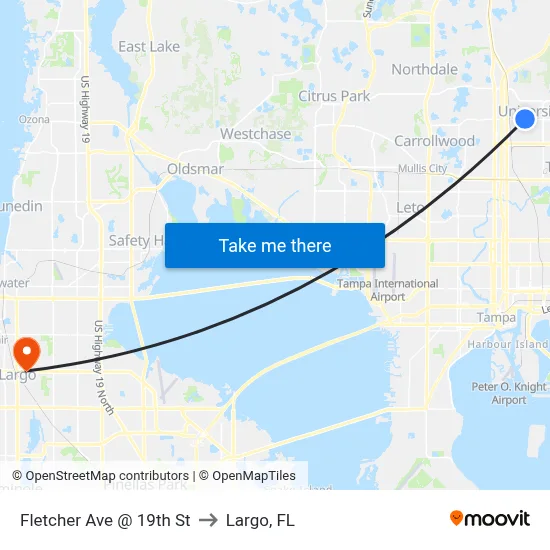 Fletcher Ave @ 19th St to Largo, FL map