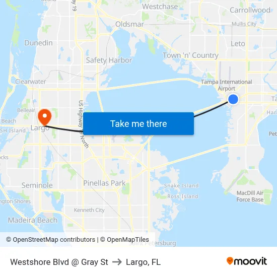 Westshore Blvd @ Gray St to Largo, FL map
