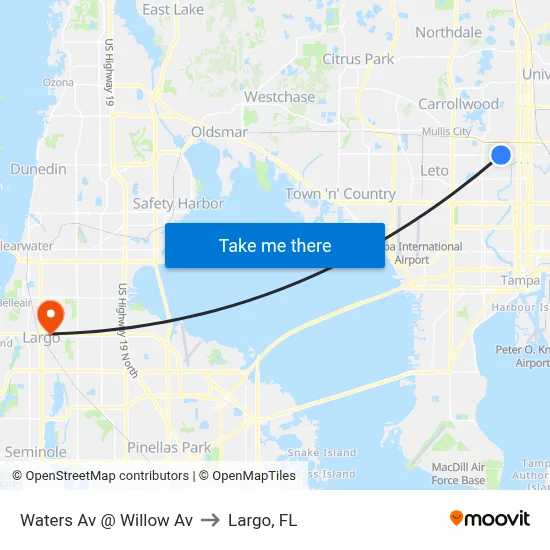 Waters Av @ Willow Av to Largo, FL map