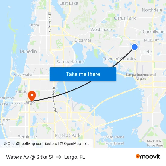 Waters Av @ Sitka St to Largo, FL map