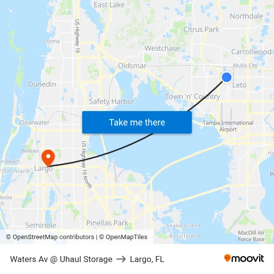 Waters Av @ Uhaul Storage to Largo, FL map