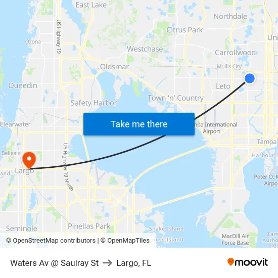 Waters Av @ Saulray St to Largo, FL map